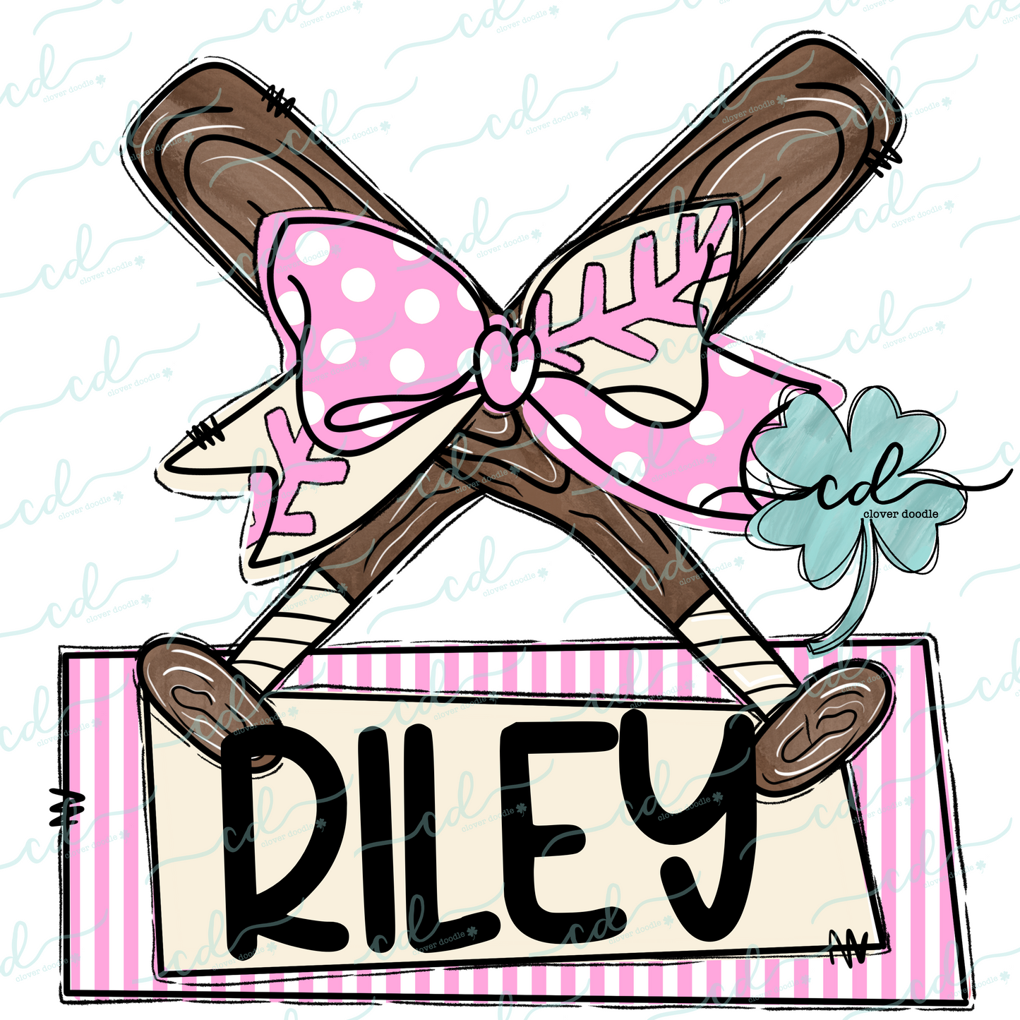 {Cross Bats With Baseball Bow- Pink} - CD