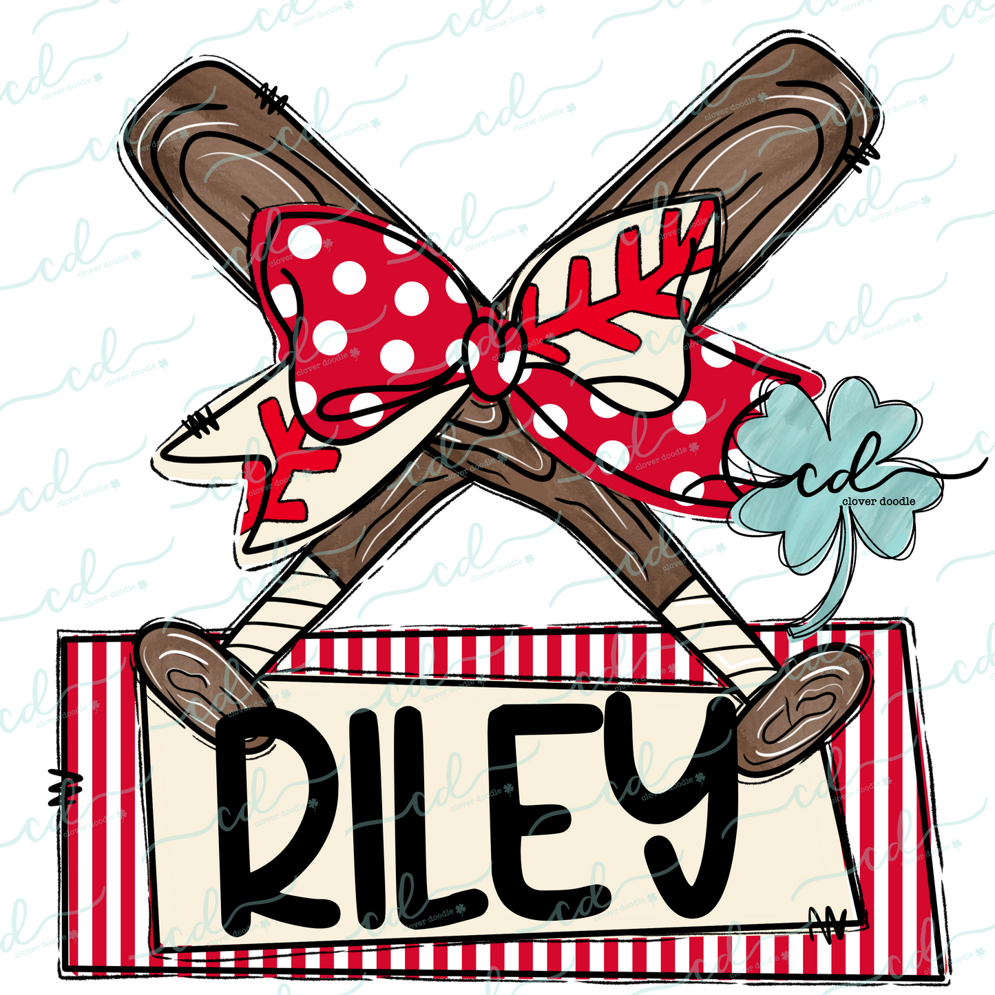 {Cross Bats With Baseball Bow- Red} - CD