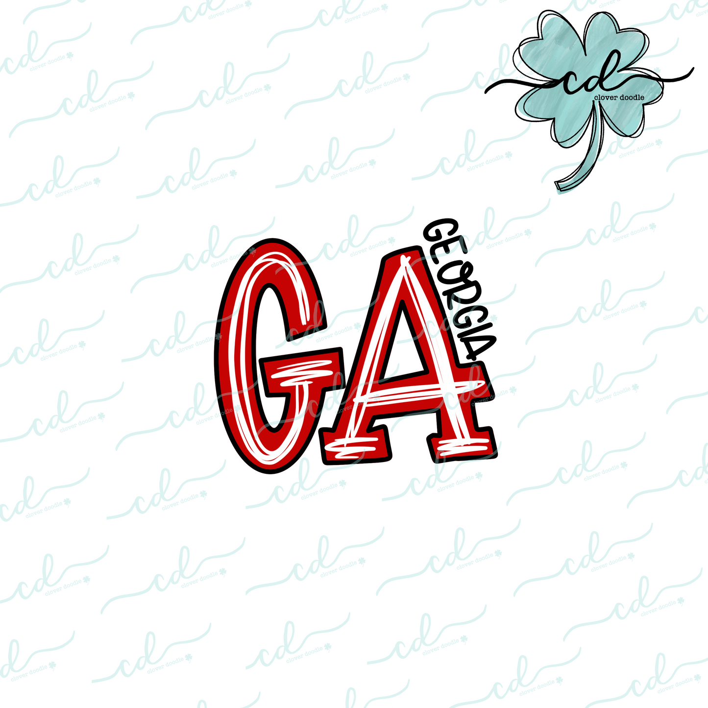 {Doodle State Georgia Abbreviation- Red + Black} - CD