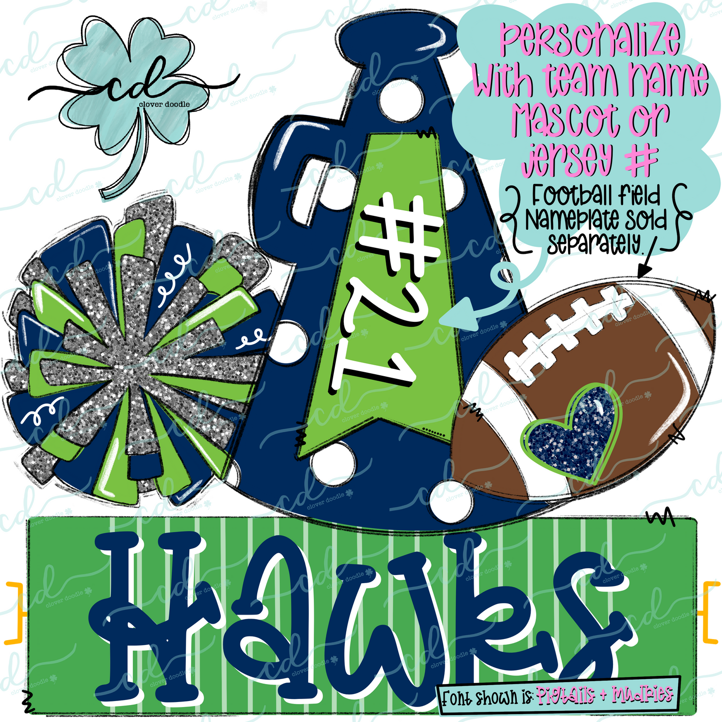 {Football Cheer Trio- Blue + Neon Green} - CD