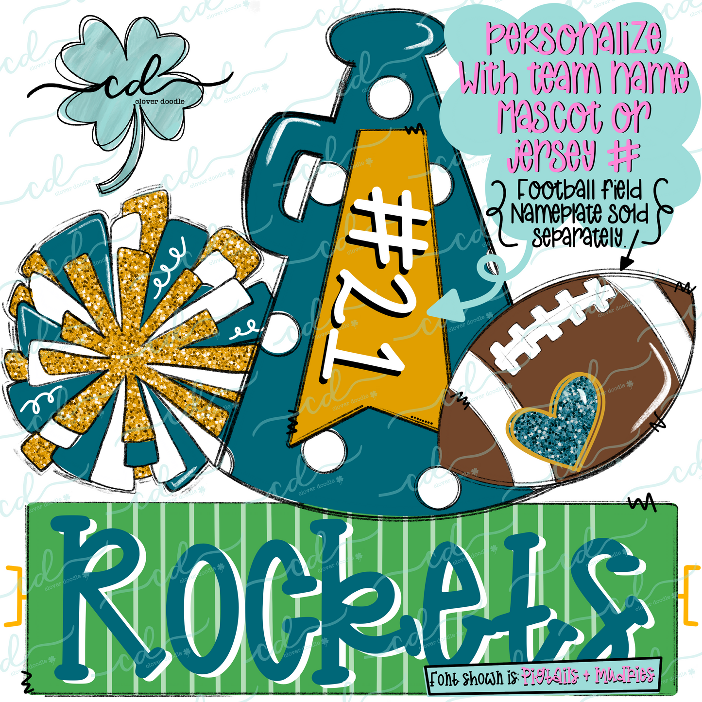 {Football Cheer Trio- Teal + Gold} - CD