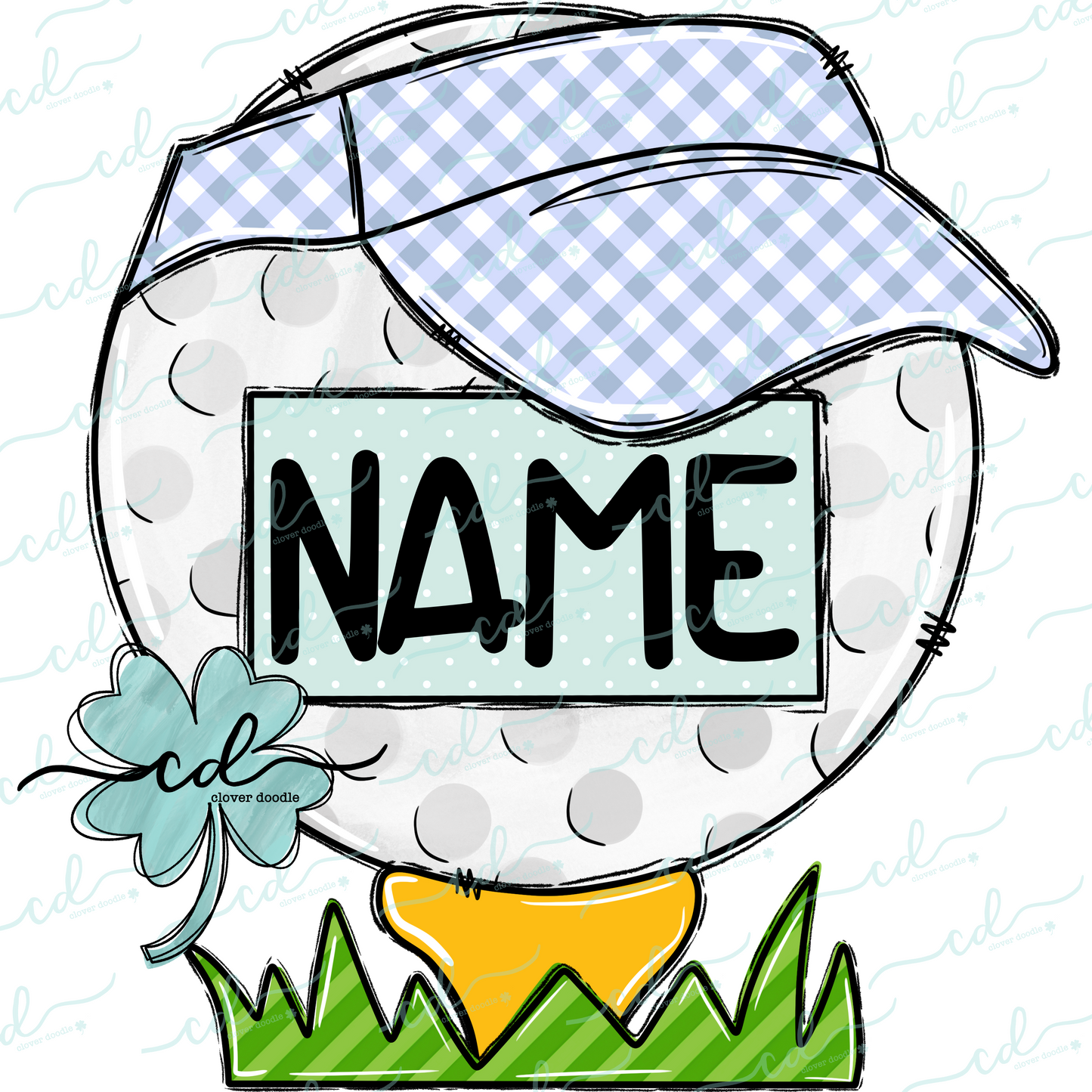 {Golf Ball On Tee W/Visor + Nameplate- Boy} - CD