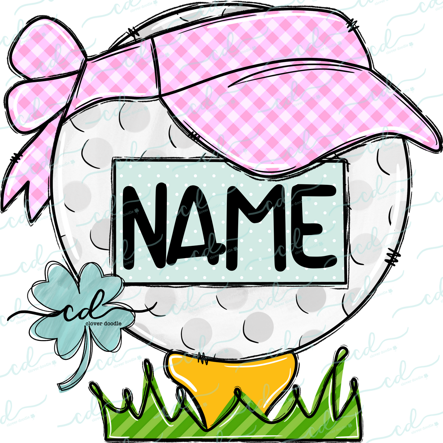 {Golf Ball On Tee W/Visor + Nameplate- Girl} - CD