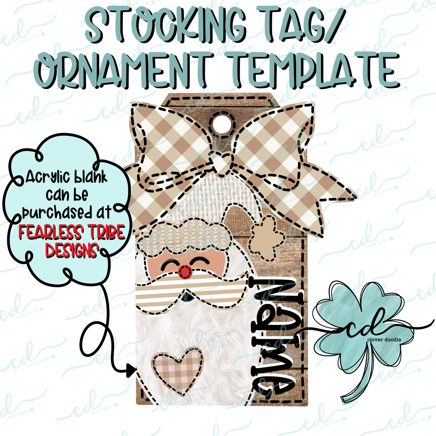 {Jolly Neutral Santa W/Heart, Beige Skin- Stocking Tag Template} - CD