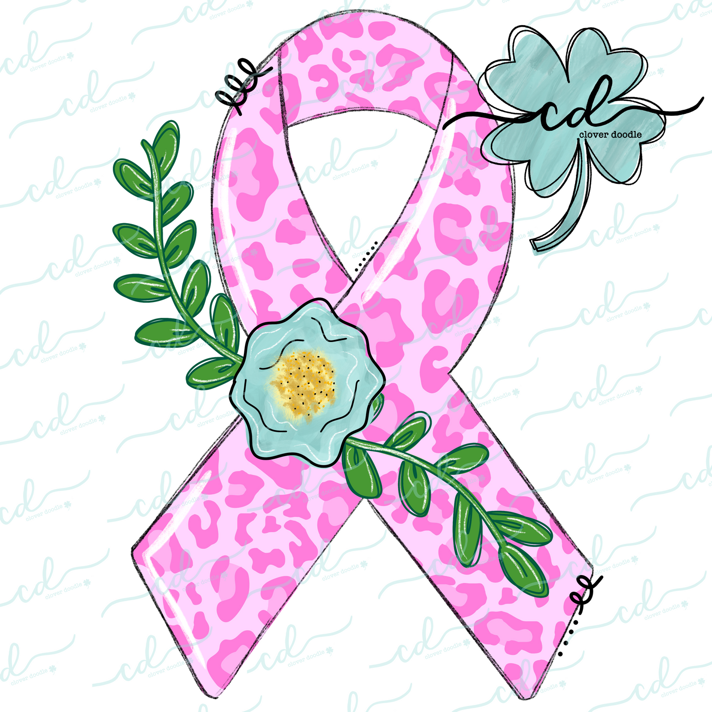 {Pink Awareness Ribbon- Floral + Leopard} - CD
