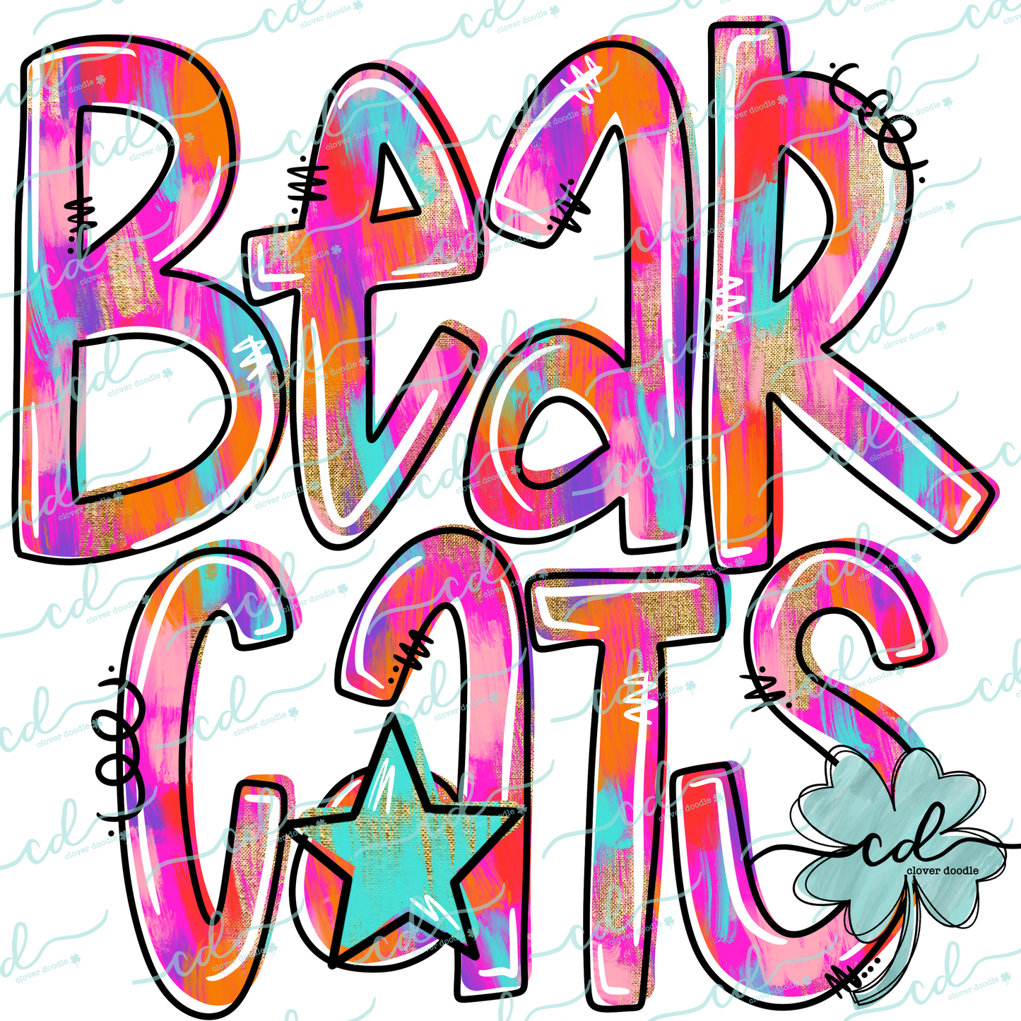 {Hand Lettered Watercolor Mascot- Bearcats} - CD