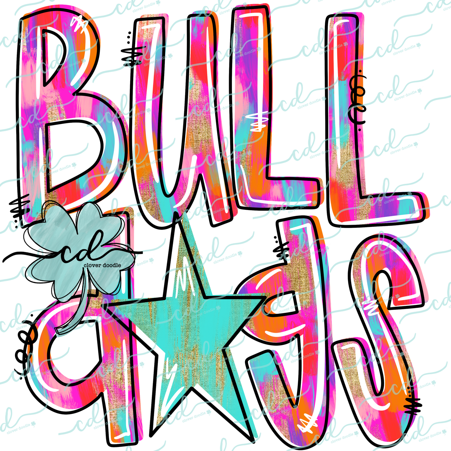 {Hand Lettered Watercolor Mascot- Bulldogs} - CD