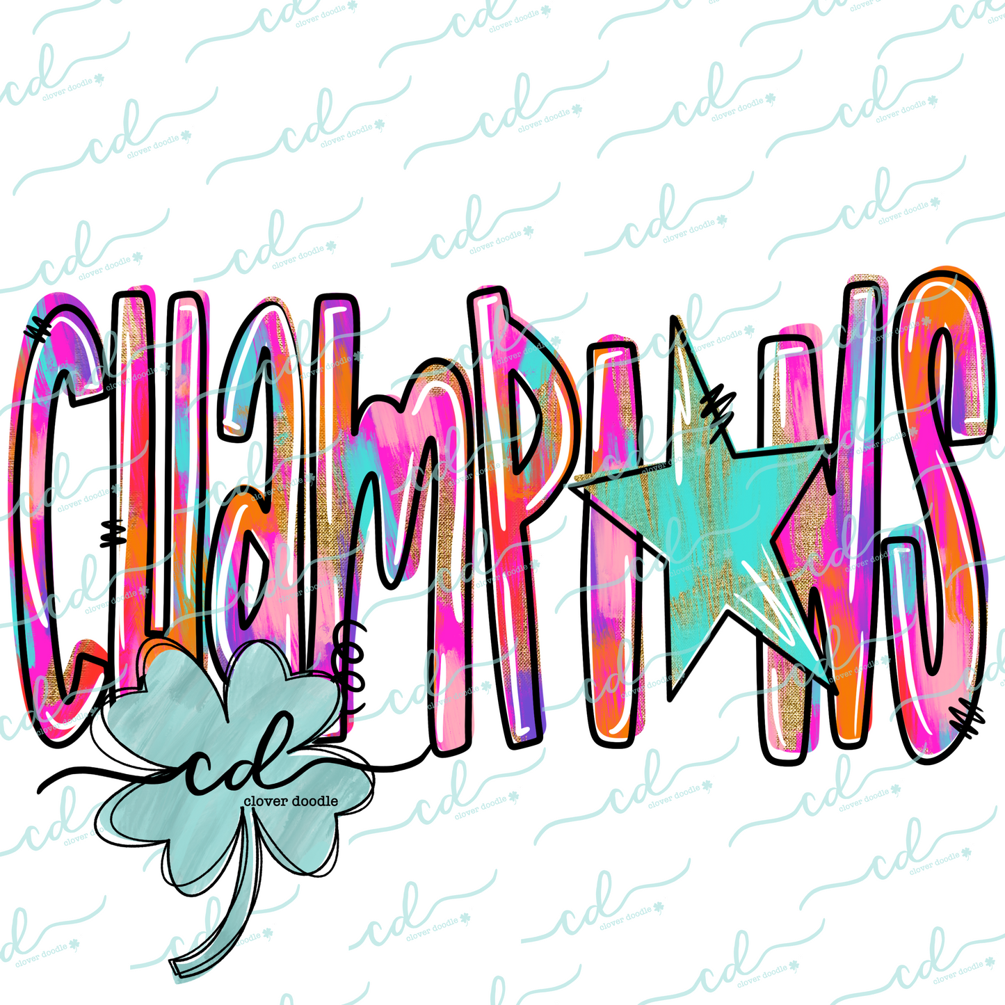 {Hand Lettered Watercolor Mascot- Champions} - CD
