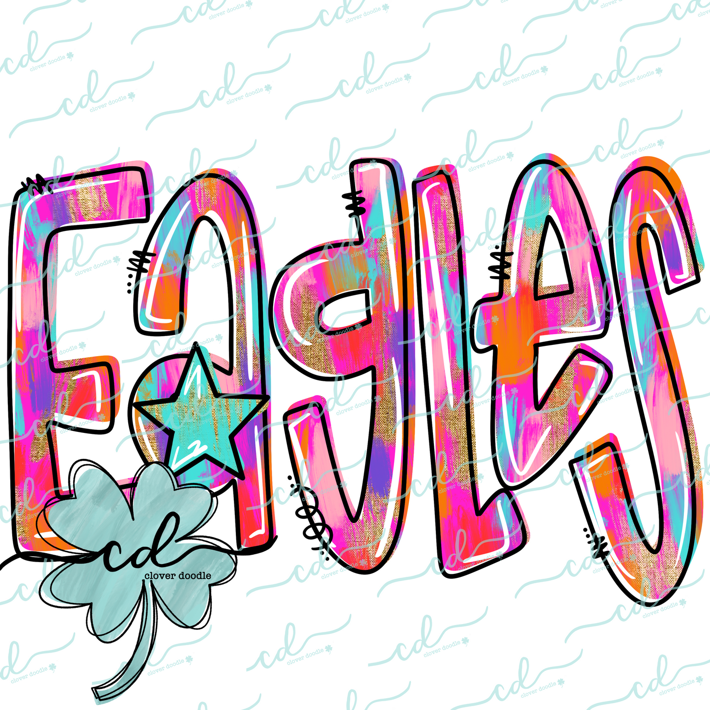 {Hand Lettered Watercolor Mascot- Eagles} - CD