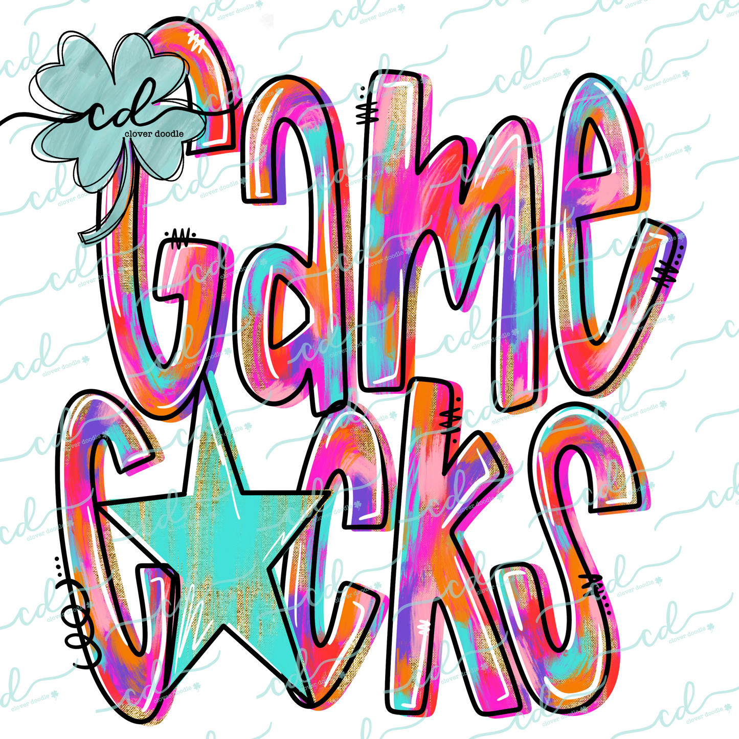 {Hand Lettered Watercolor Mascot- Gamecocks} - CD