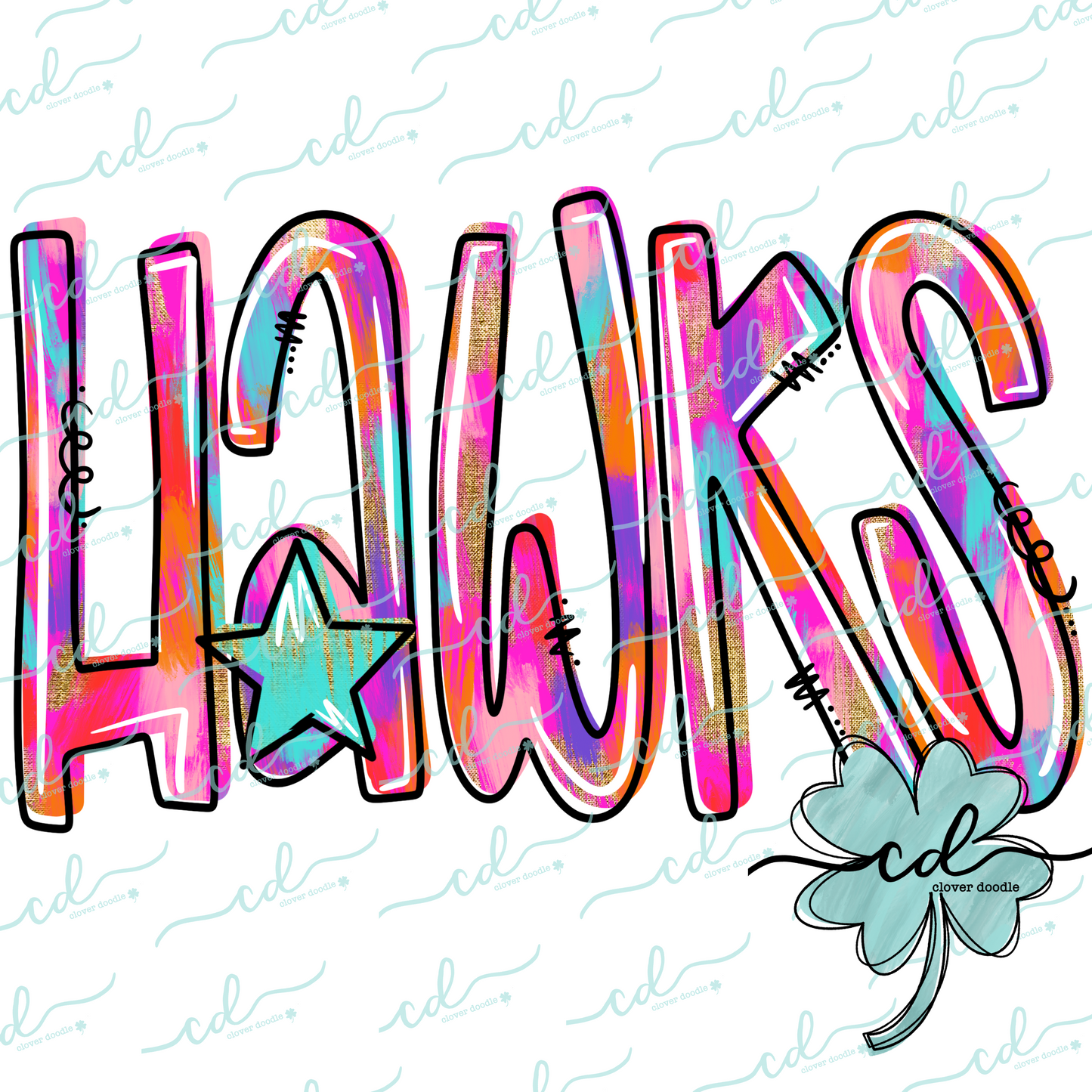 {Hand Lettered Watercolor Mascot- Hawks} - CD