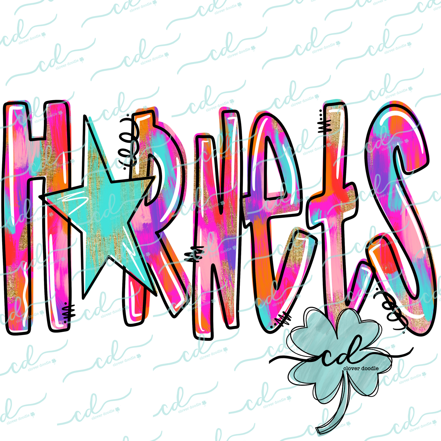 {Hand Lettered Watercolor Mascot- Hornets} - CD