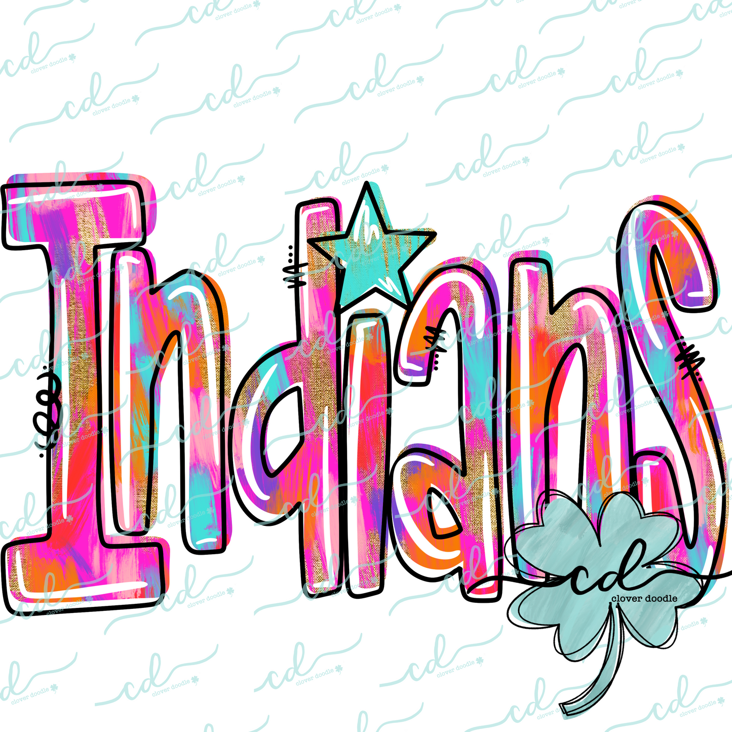 {Hand Lettered Watercolor Mascot- Indians} - CD