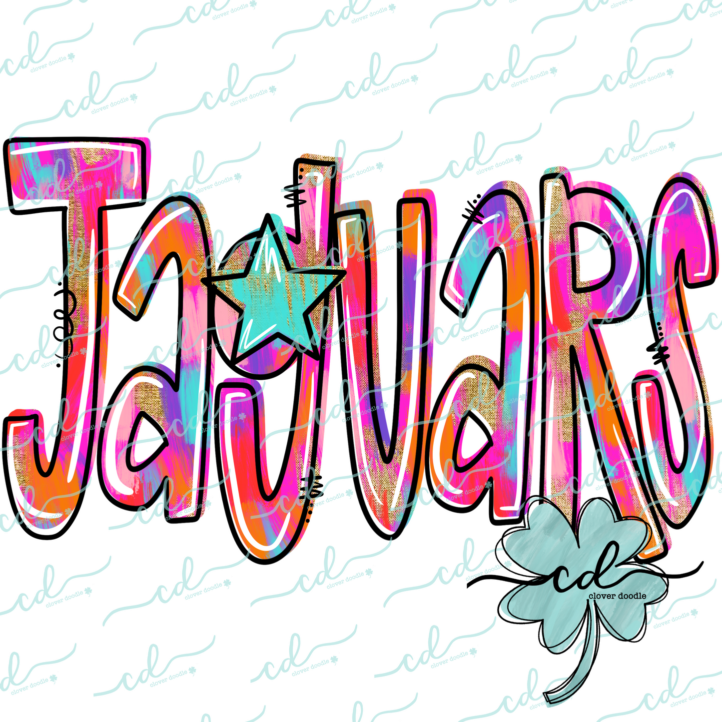 {Hand Lettered Watercolor Mascot- Jaguars} - CD