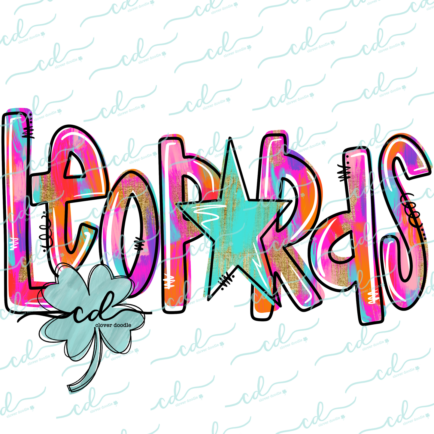 {Hand Lettered Watercolor Mascot- Leopards} - CD