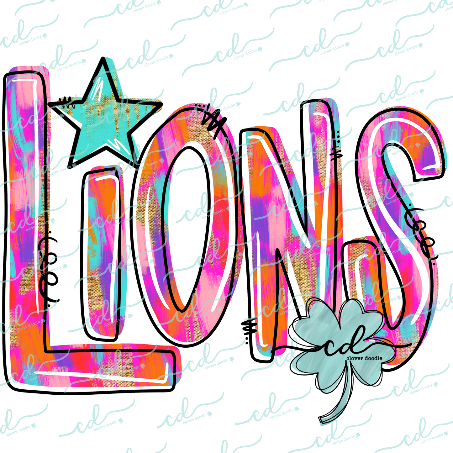 {Hand Lettered Watercolor Mascot- Lions} - CD