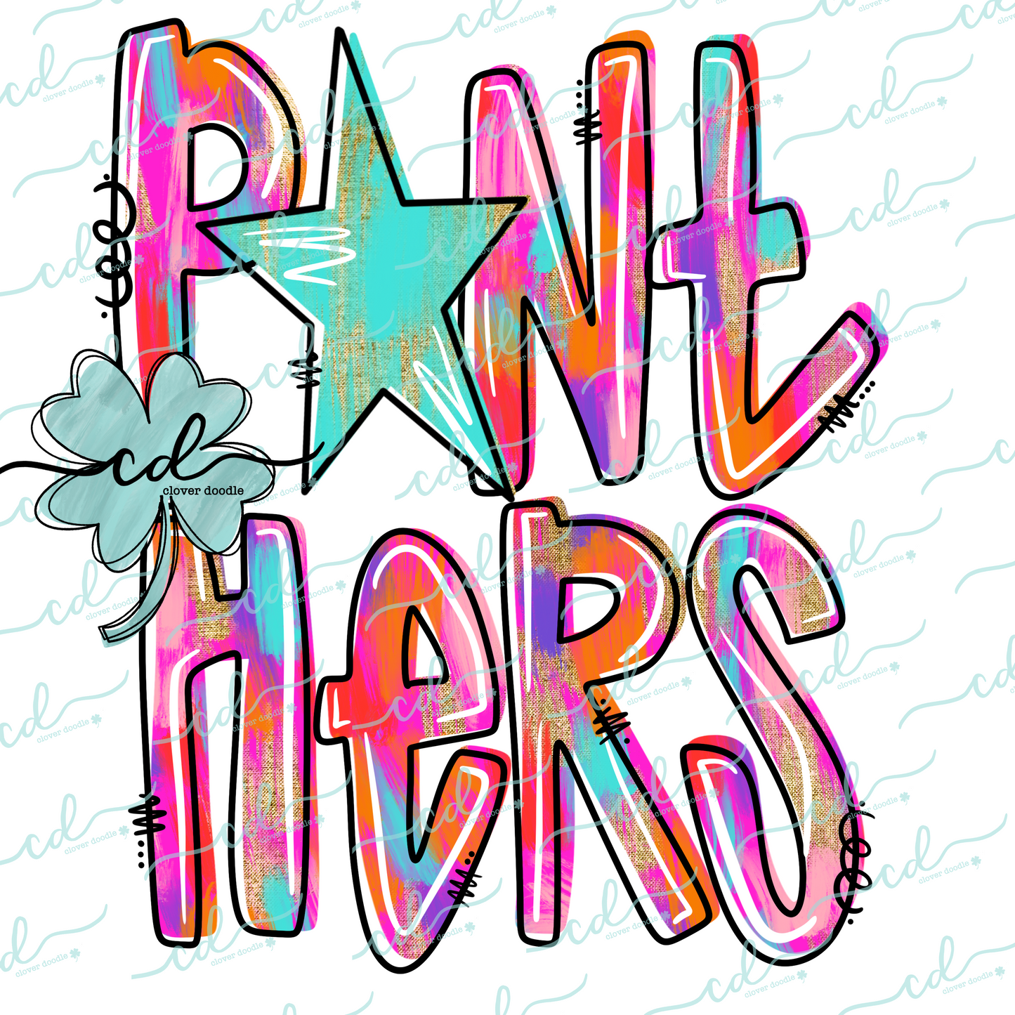 {Hand Lettered Watercolor Mascot- Panthers} - CD