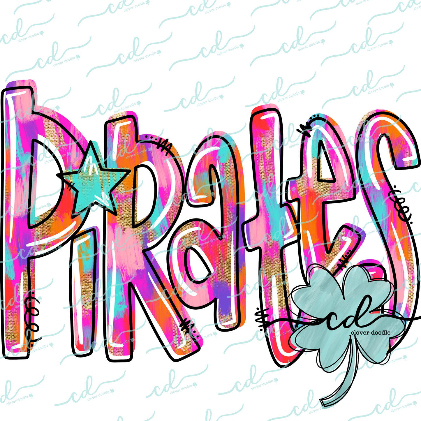 {Hand Lettered Watercolor Mascot- Pirates} - CD