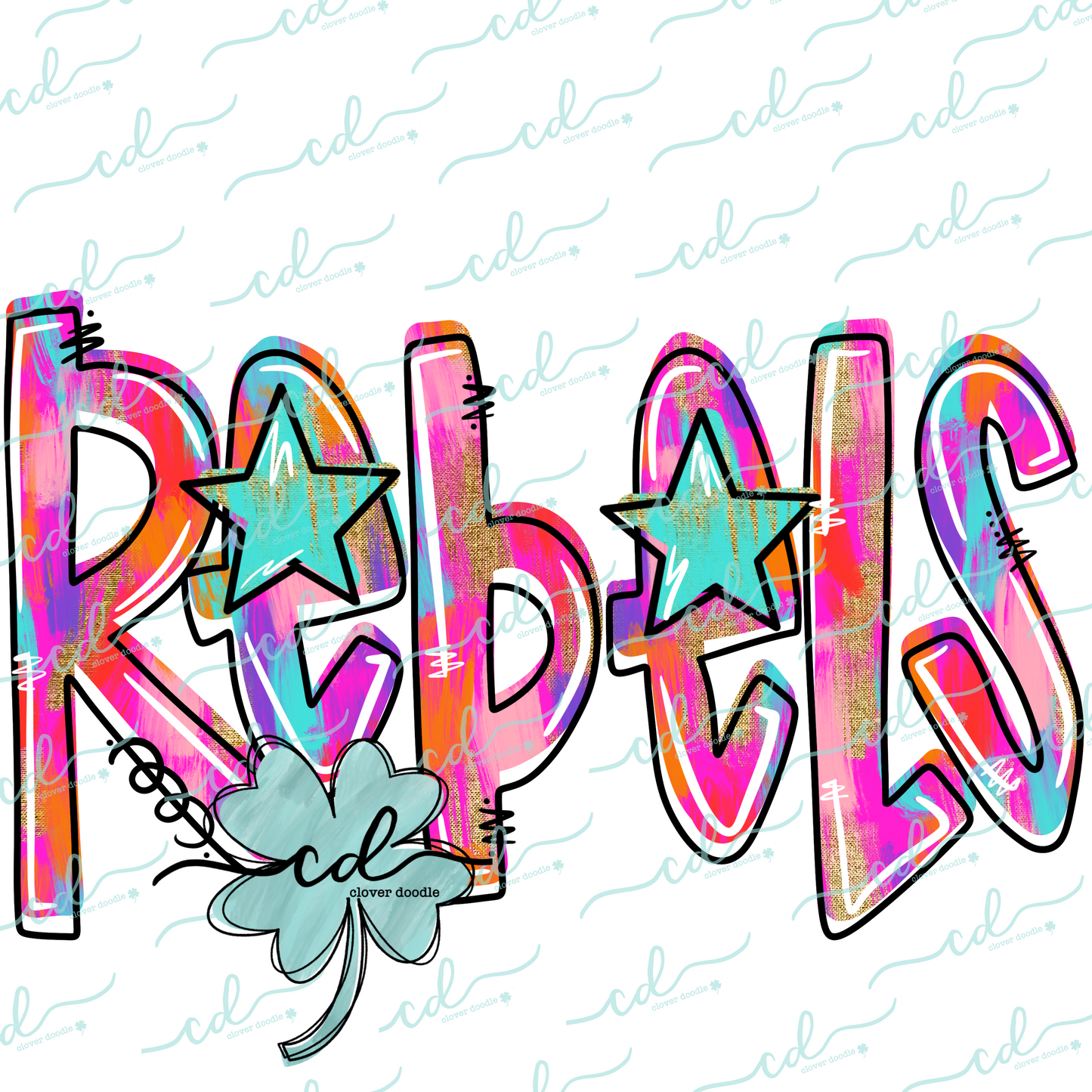 {Hand Lettered Watercolor Mascot- Rebels} - CD
