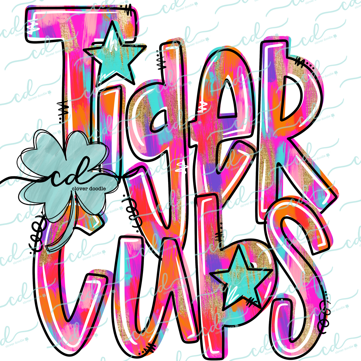 {Hand Lettered Watercolor Mascot- Tiger Cubs} - CD