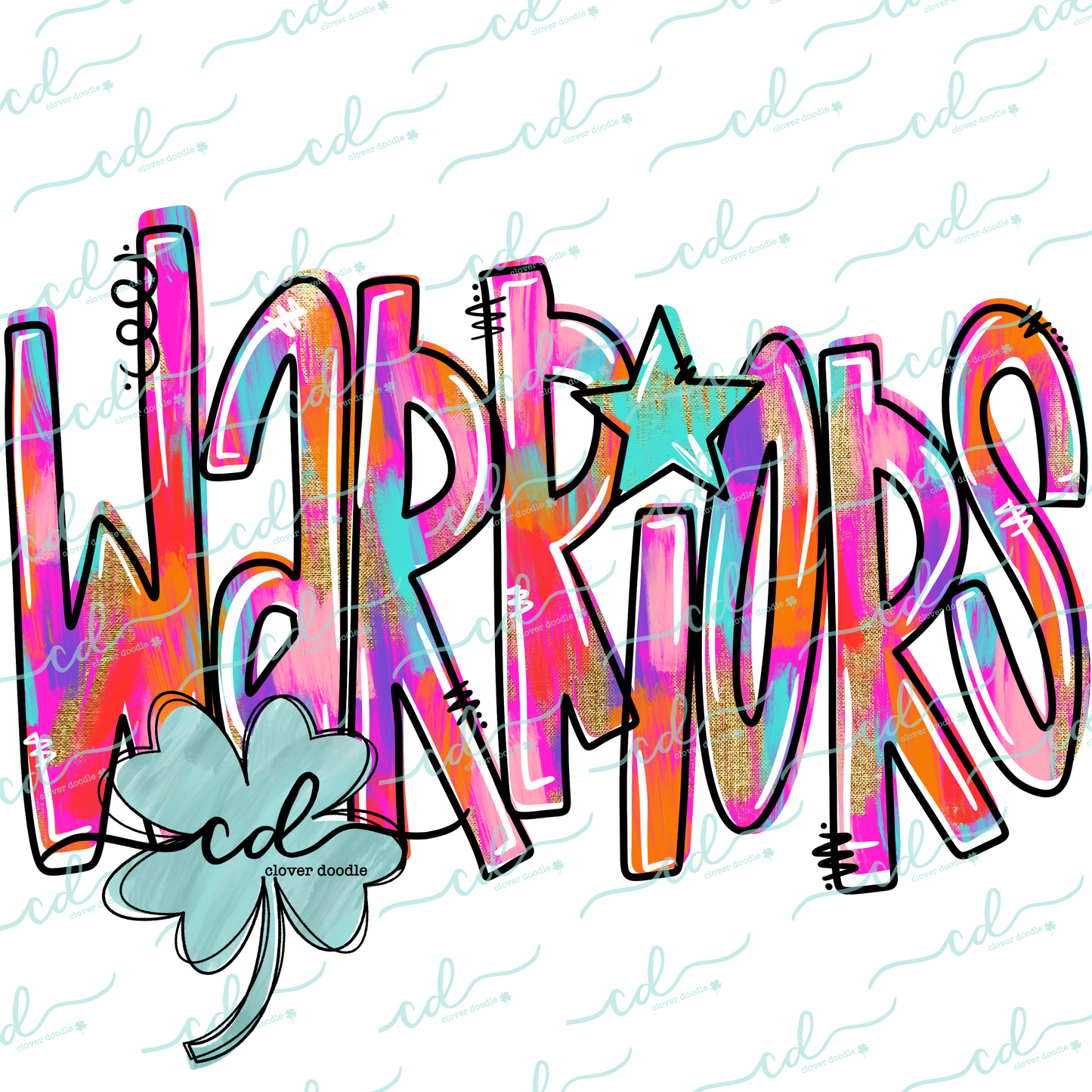 {Hand Lettered Watercolor Mascot- Warriors} - CD
