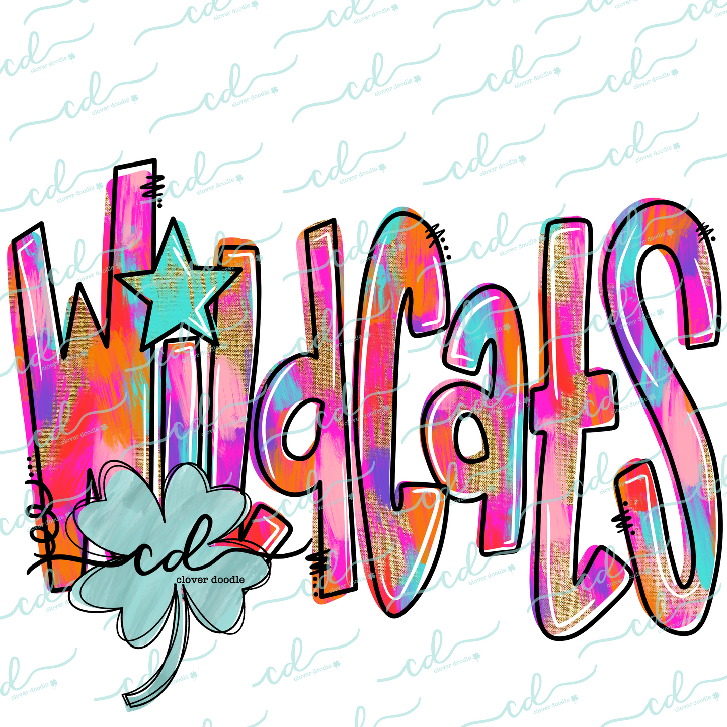 {Hand Lettered Watercolor Mascot- Wildcats} - CD