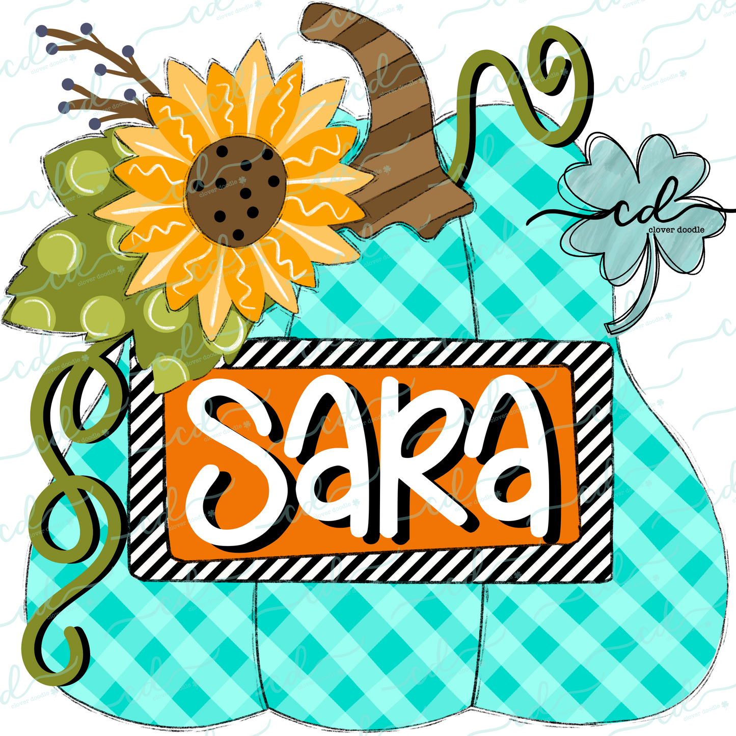 {Whimsy Turquoise Sunflower Pumpkin W/Nameplate} - CD