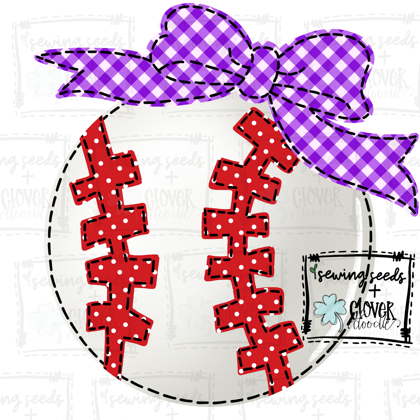 {Baseball w/Bow- Purple} SS+CD