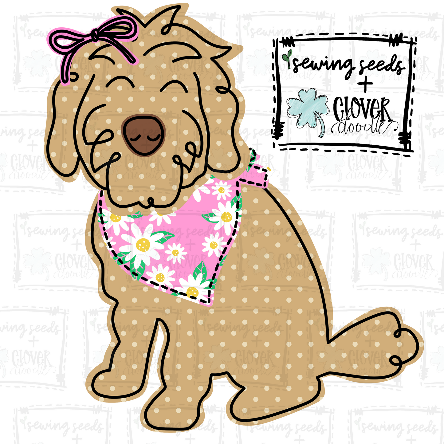 {Doodle Dog W/Bandana + Bow- Girl} SS+CD