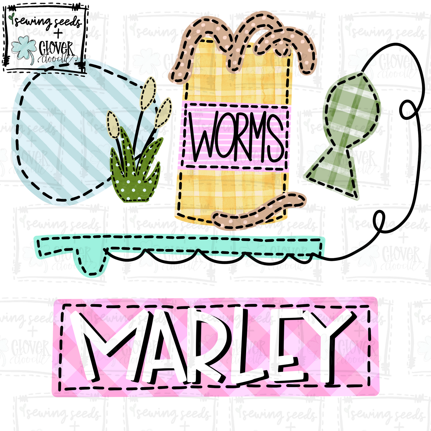 {Fishing Trio W/Nameplate- Girly} SS+CD