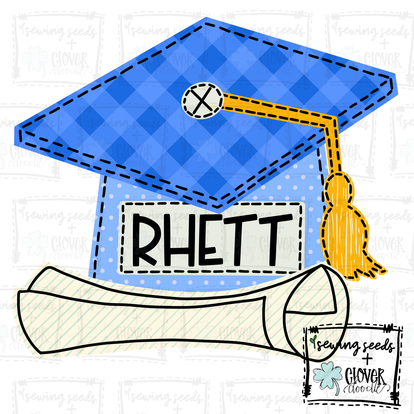 {Graduation Cap + Diploma- Blue} SS+CD