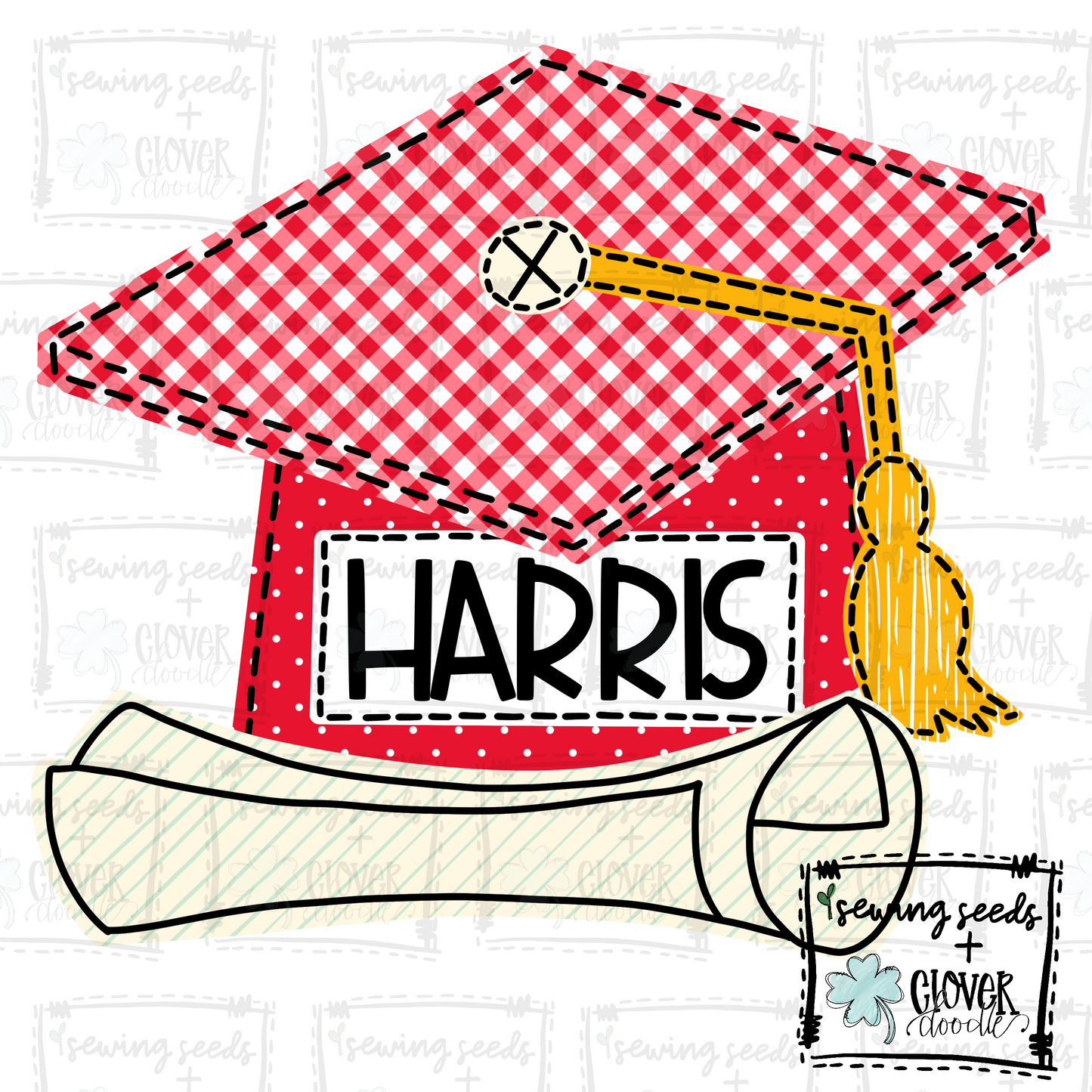 {Graduation Cap + Diploma- Red} SS+CD