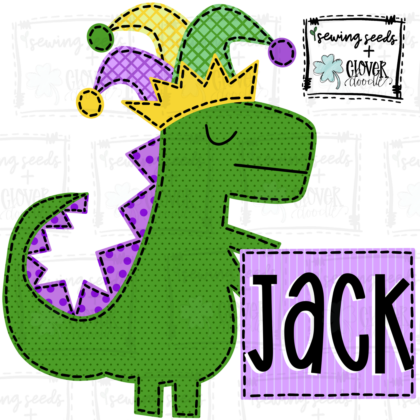 {Mardi Gras Dino W Name Box} SS+CD