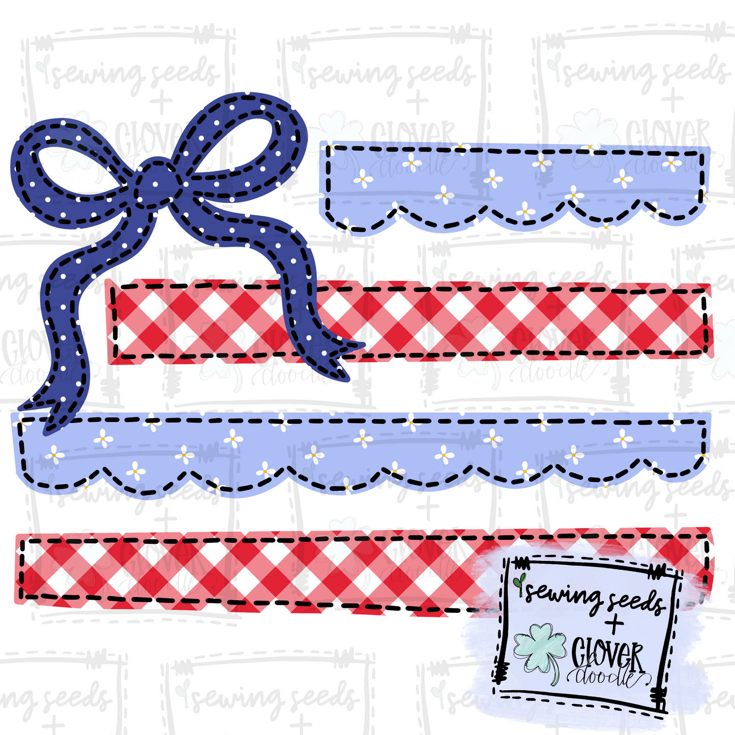 {Patriotic Scalloped Flag W/Bow} SS+CD