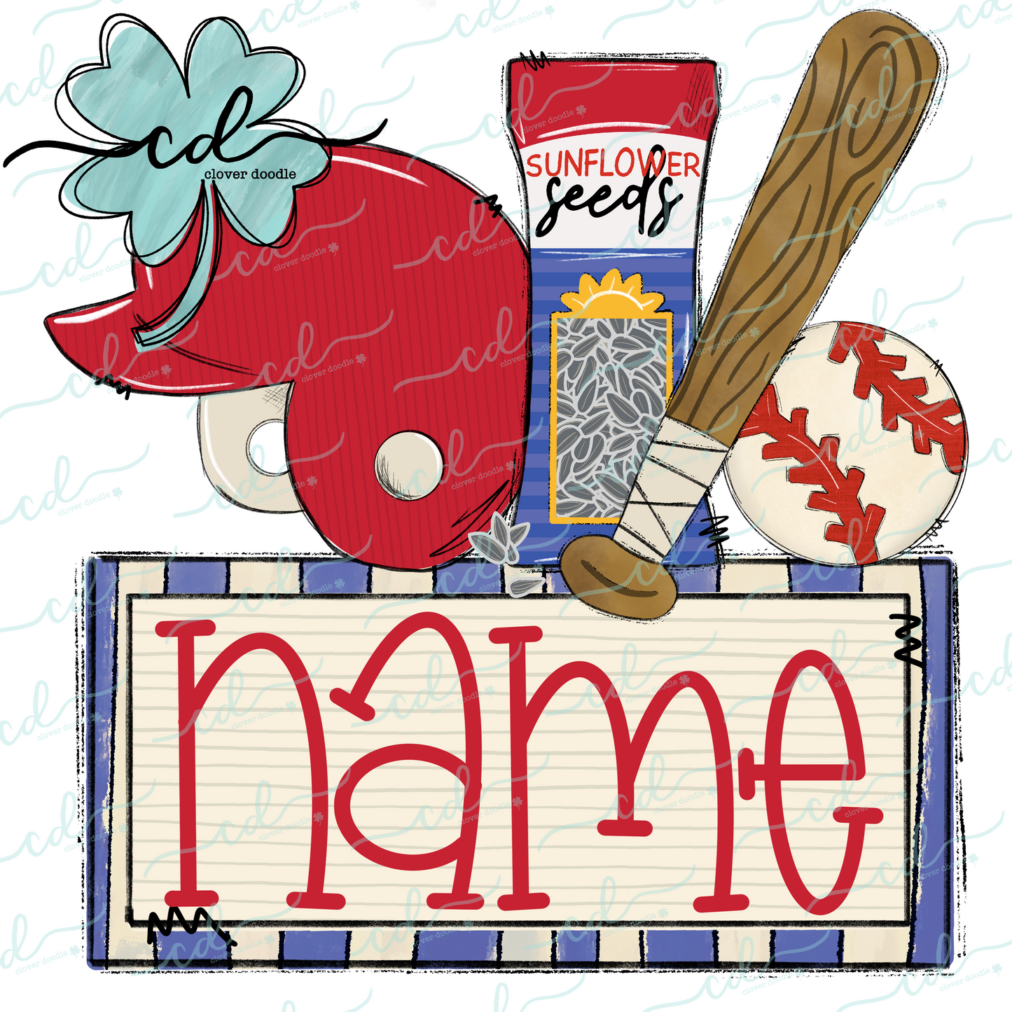 {Baseball Game Day Collage- Red Helmet w/Sunflower Seeds} CD