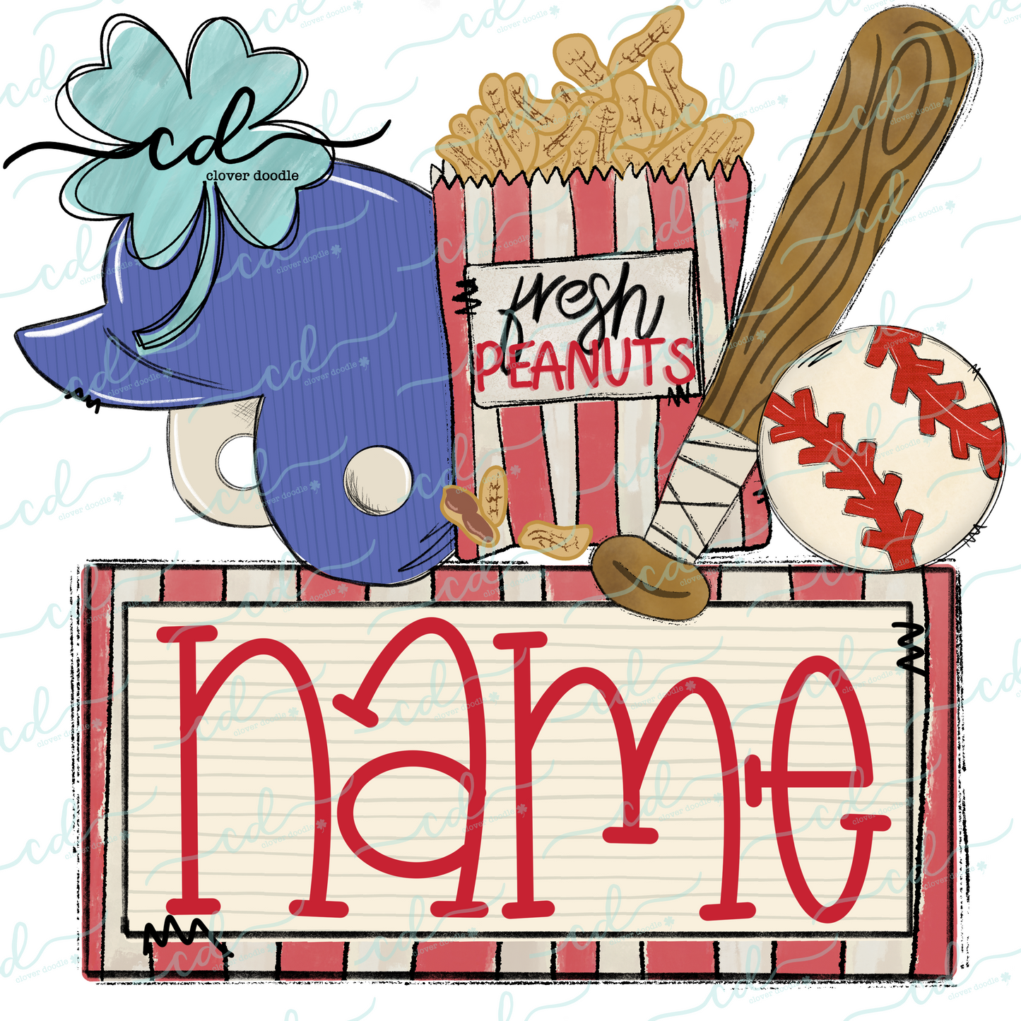 {Baseball Game Day Collage- Blue Helmet w/Peanuts} CD