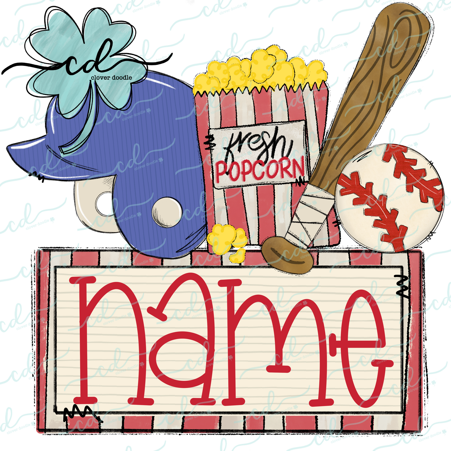 {Baseball Game Day Collage- Blue Helmet w/Popcorn} CD