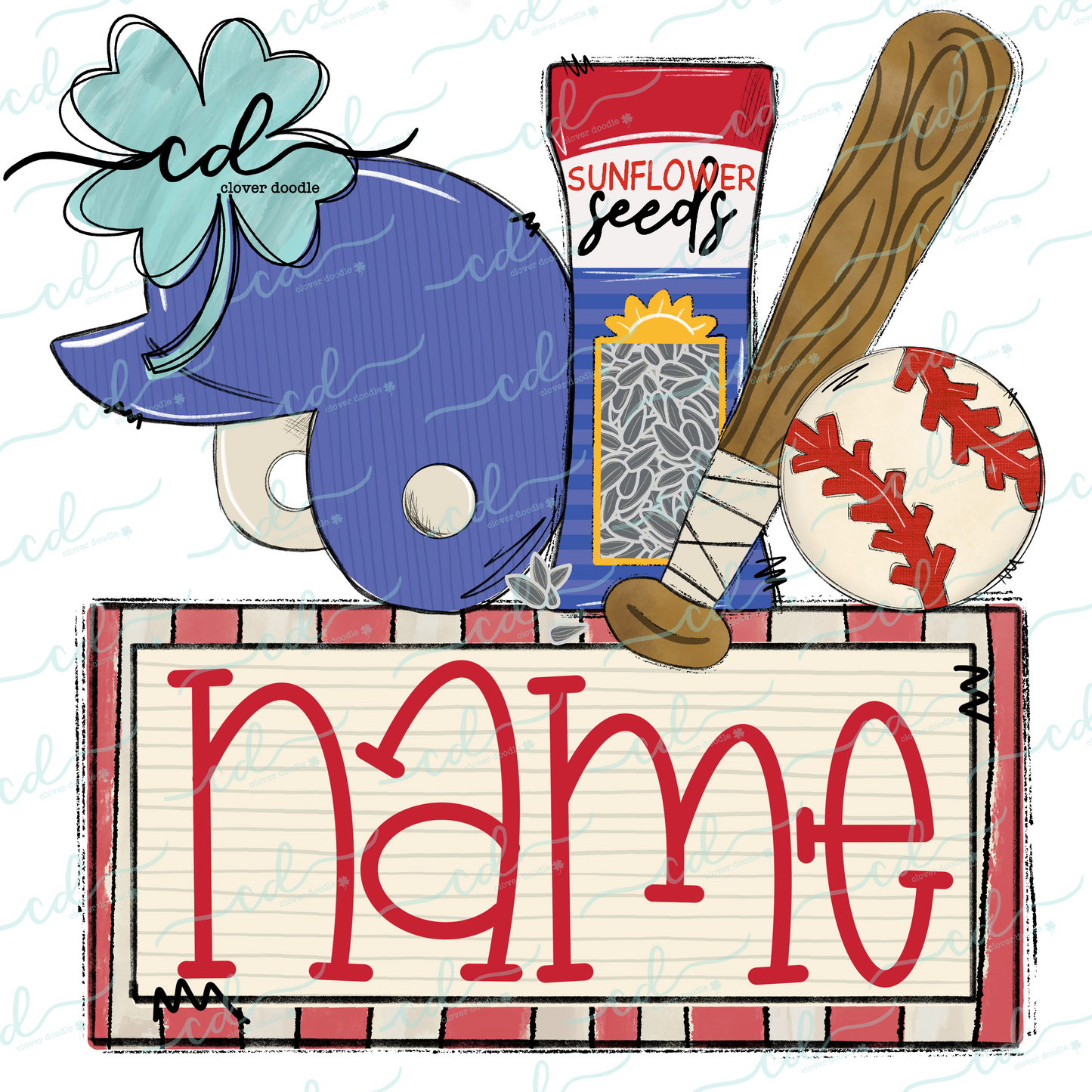 {Baseball Game Day Collage- Blue Helmet w/Sunflower Seeds} CD