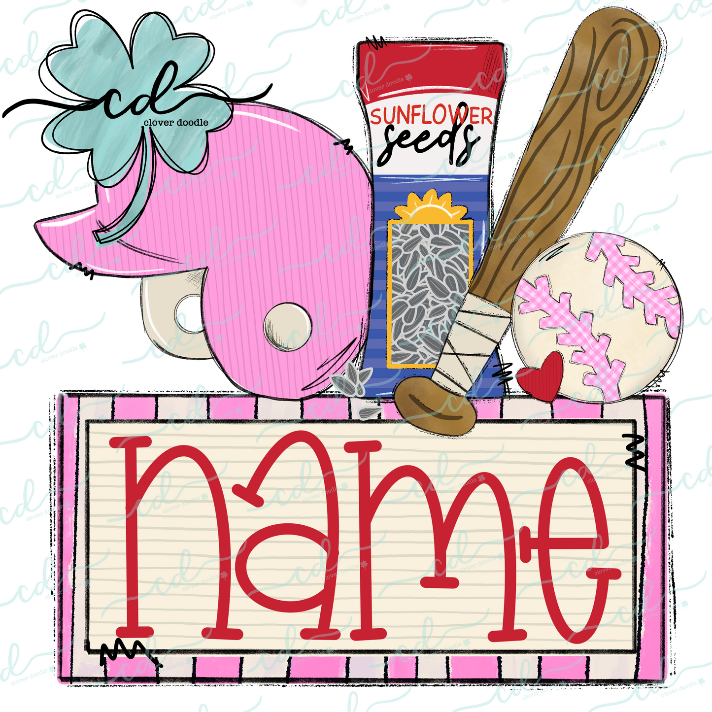 {Baseball Game Day Collage- Pink Helmet w/Sunflower Seeds} CD