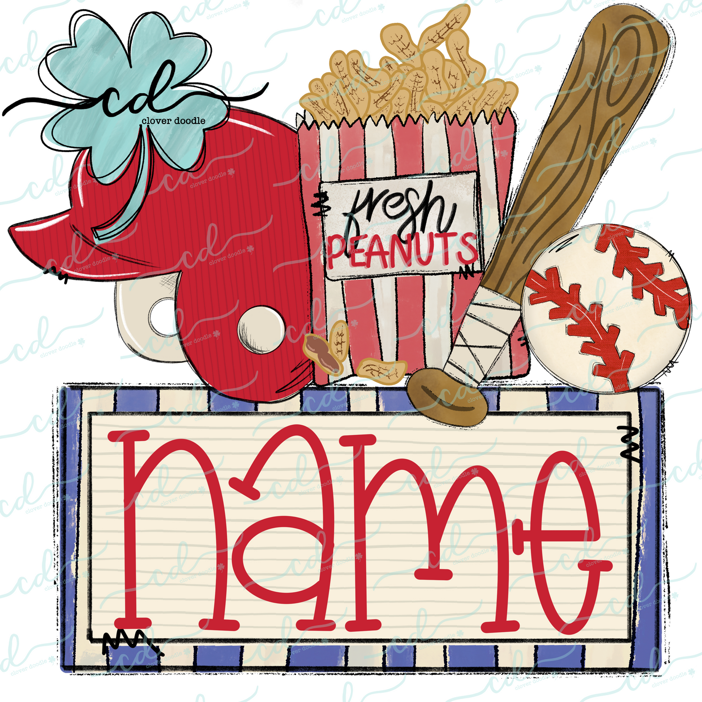 {Baseball Game Day Collage- Red Helmet w/Peanuts} CD