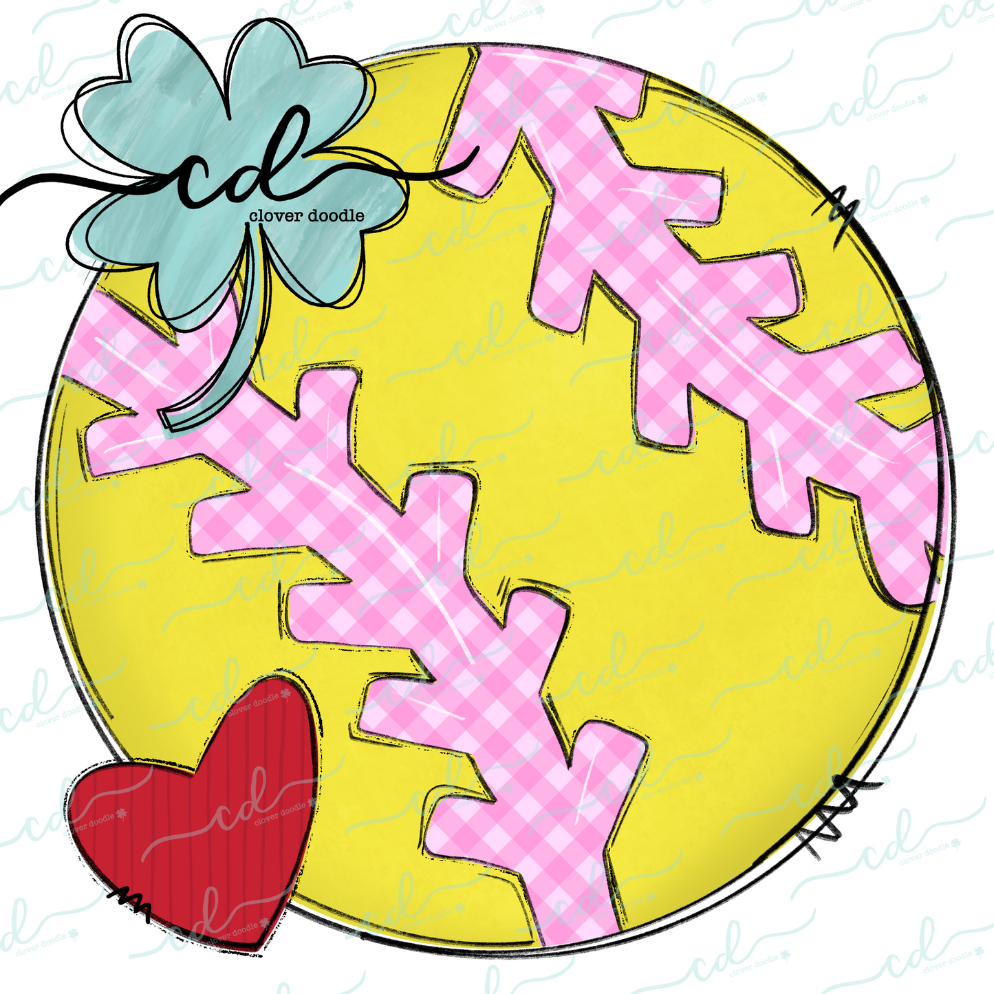 {Softball w/Heart + Pink Gingham Laces} CD