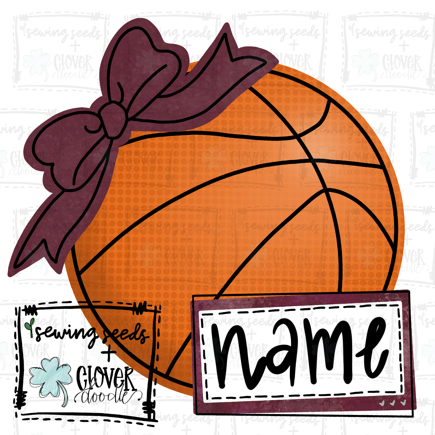 {Basketball- Maroon + White w/Bow} SS+CD
