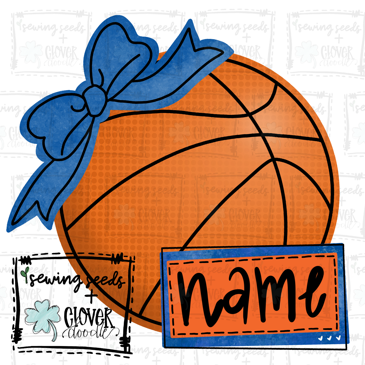 {Basketball- Royal + Orange w/Bow} SS+CD