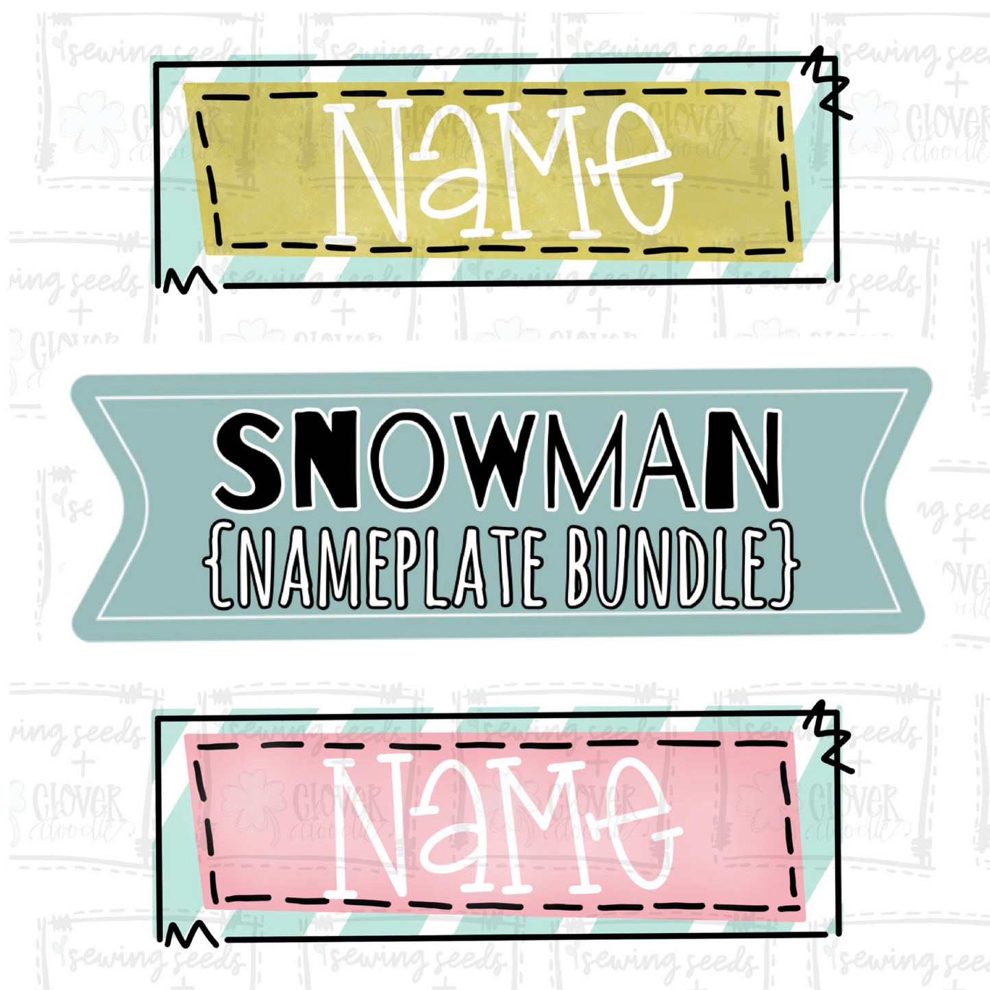 {Winter Snowman + Snowgirl Nameplate Bundle} SS+CD