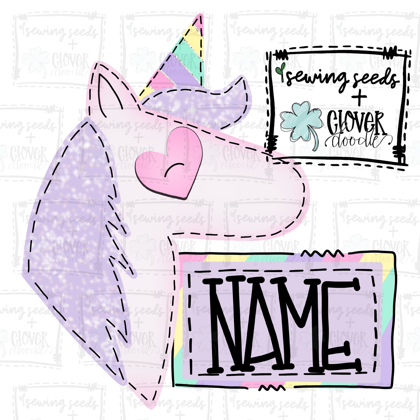 {Pastel Rainbow Unicorn w/Nameplate} SS+CD