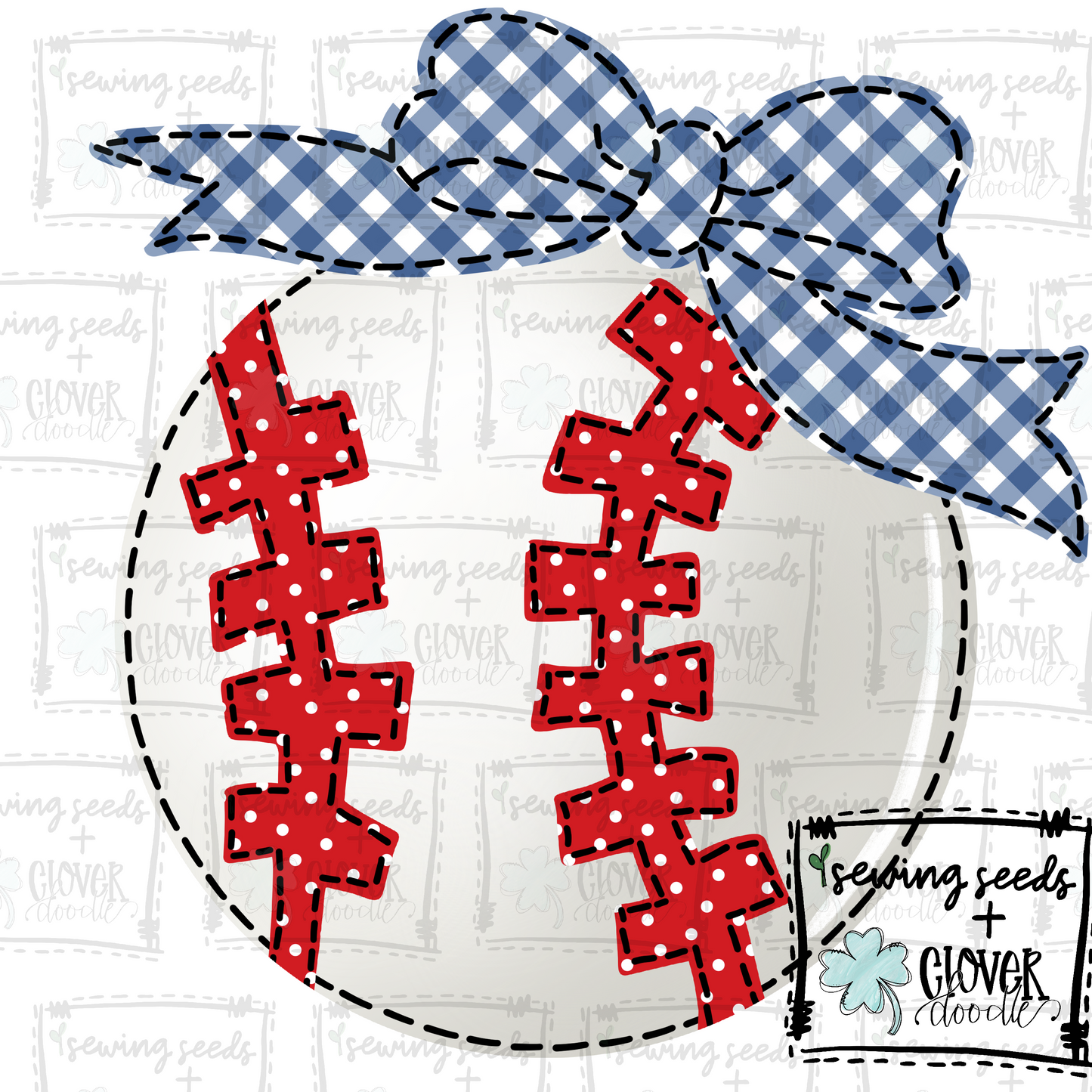 {Baseball w/Bow- Red + Blue} SS+CD