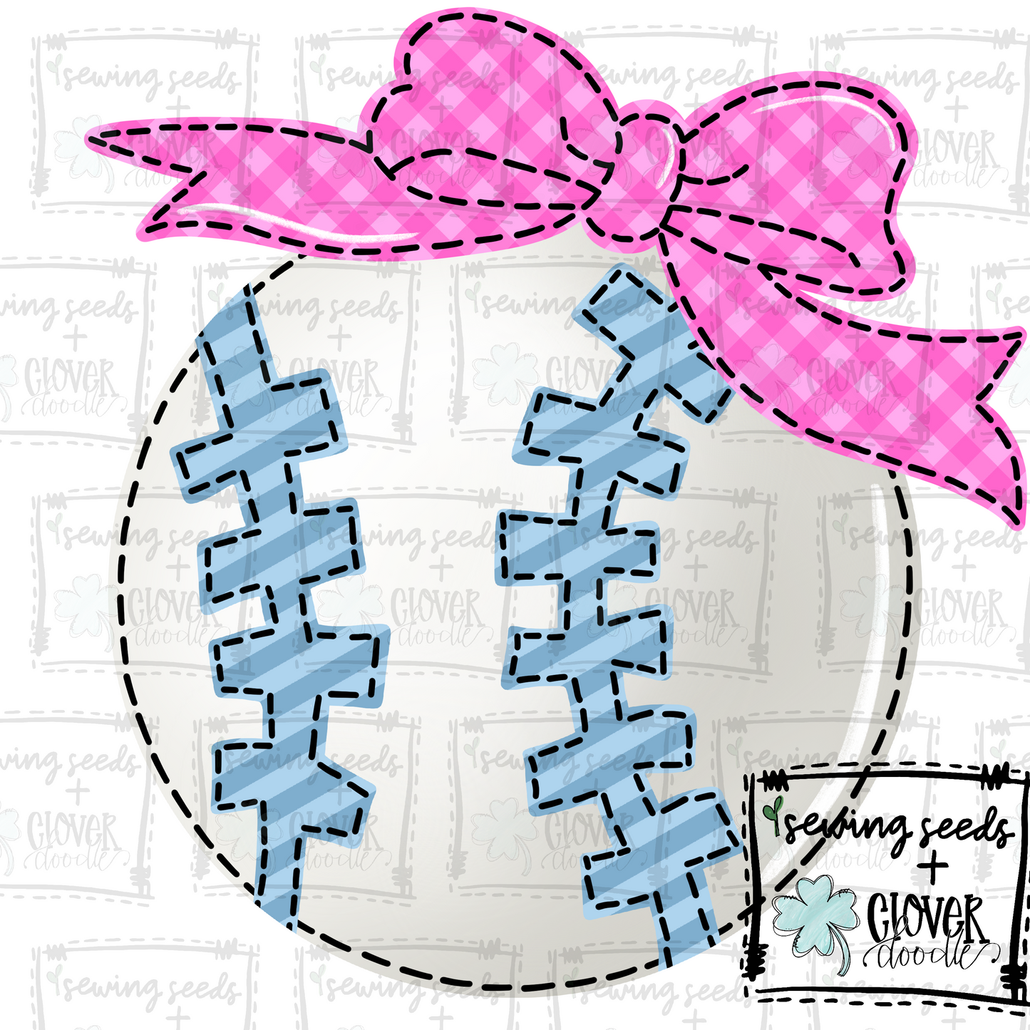 {Baseball w/Bow- Pink + Blue} SS+CD