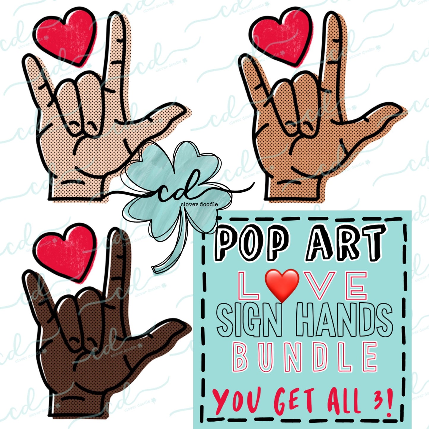 {Pop Art Love Sign Hands Bundle} CD