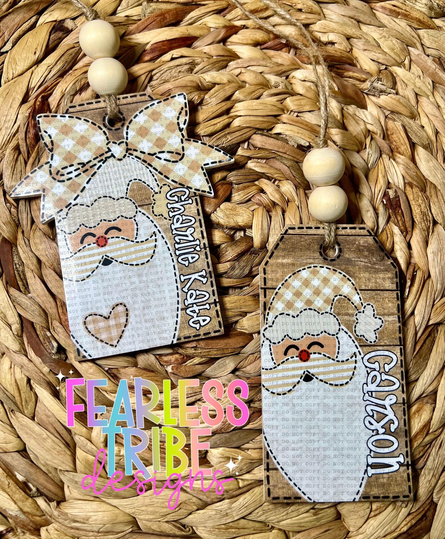 {Jolly Blue Santa, Beige Skin- Stocking Tag Template} - CD