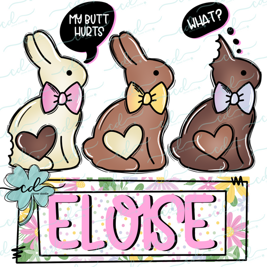{Chocolate Bunny Trio W/Text + Nameplate- Girl}- CD